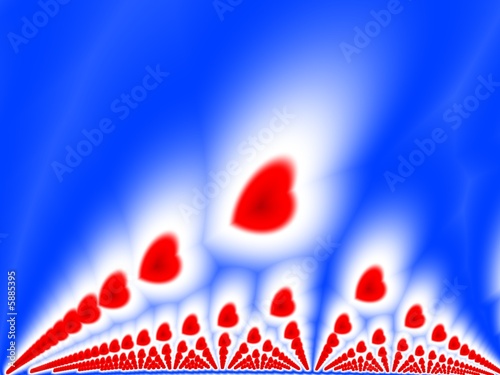 red hearts on the blue background