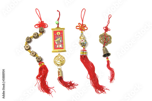 Chinese New Year Trinkets on White Background