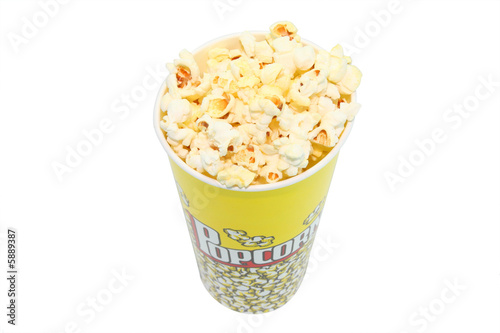 The Bucket with pop corn. Isolated with clipping path