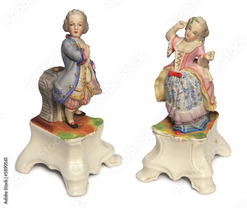 Valokuva Antique porcelain dolls in a romantic pastoral style.