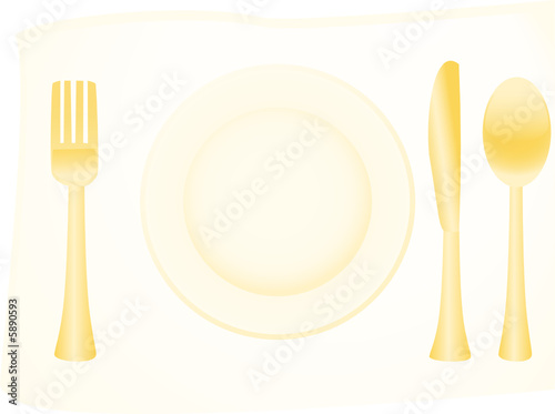 Vector illustration of golden flatware