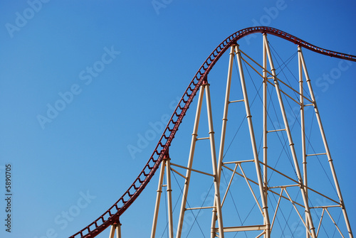 rollercoaster frame against blue sky