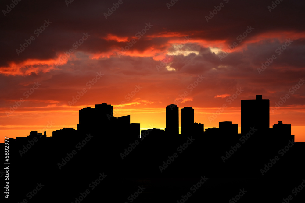 Fort Worth skyline at sunset
