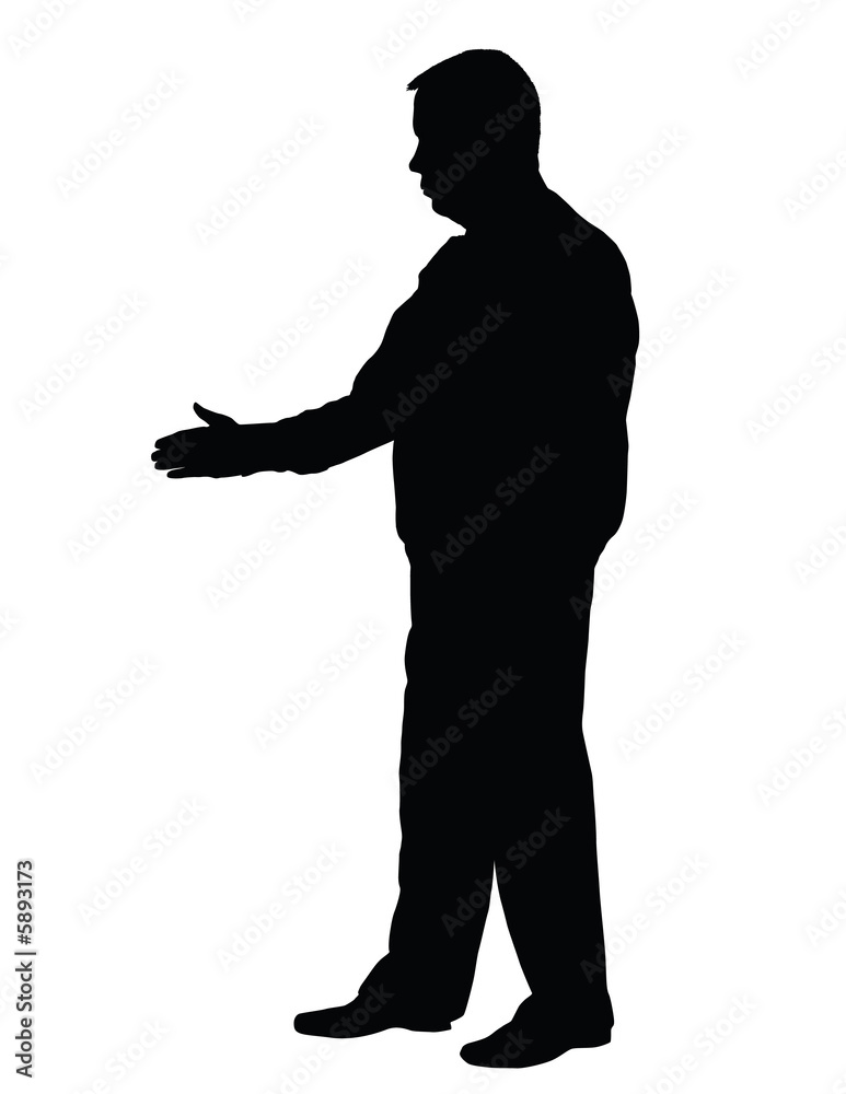 black silhouette of man isolated on the white background