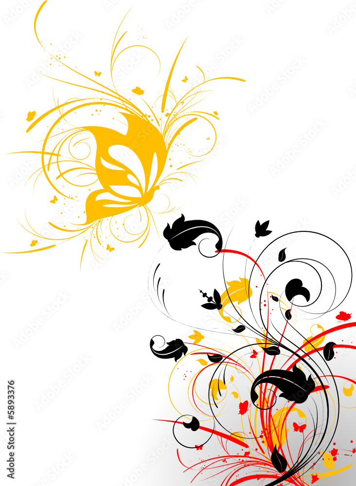Abstract floral background with butterfly Abstract floral background with butterfly
