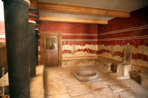 the throne hall of the knossos palace in crete photo