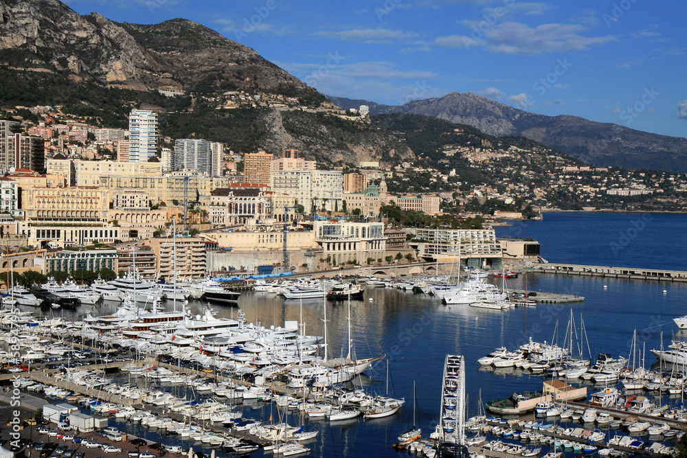Boats docked at the marina of Monte Carlo in Monaco.