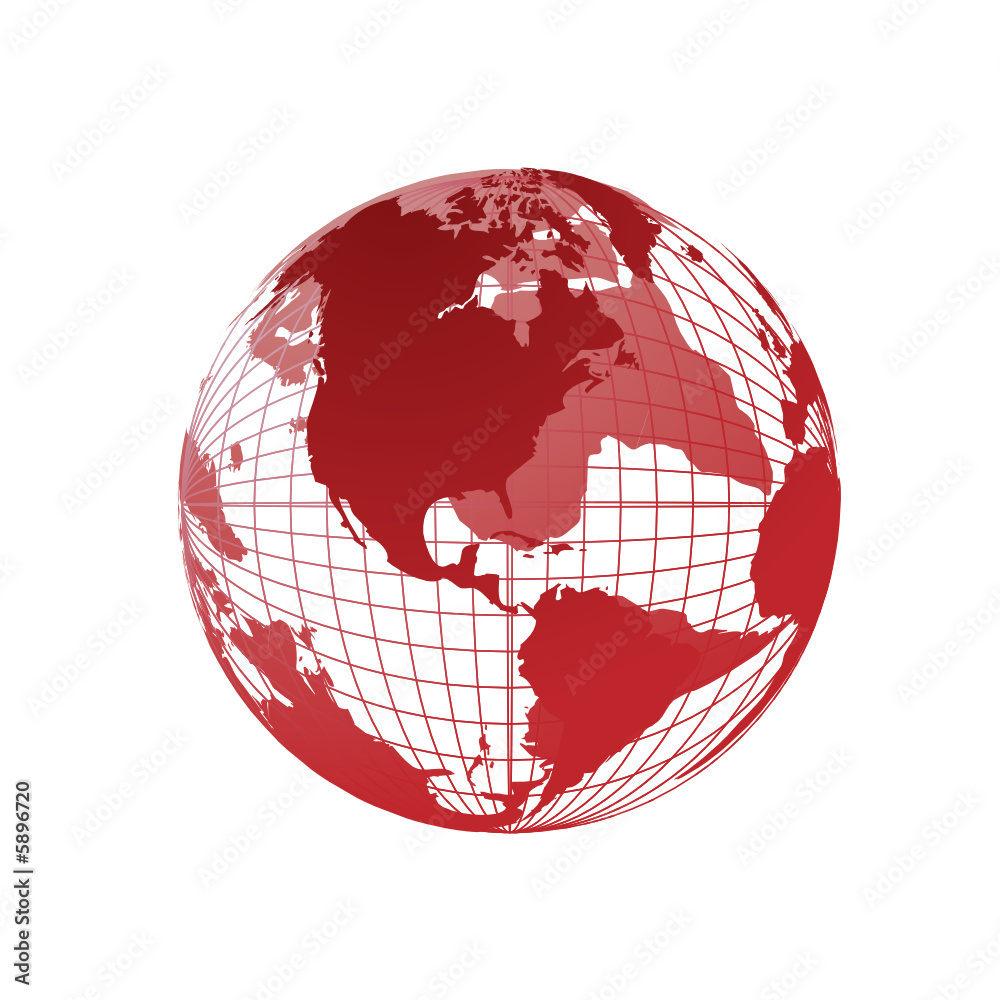 Naklejka premium World map, 3D globe