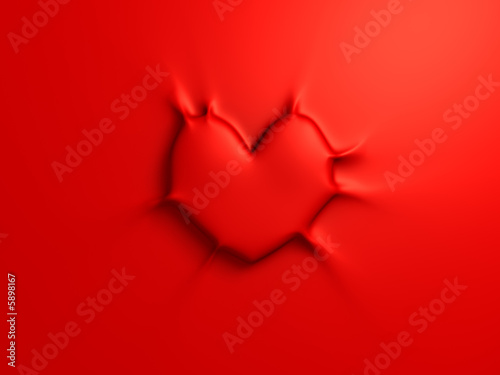 Rendered sticky red heart on red background