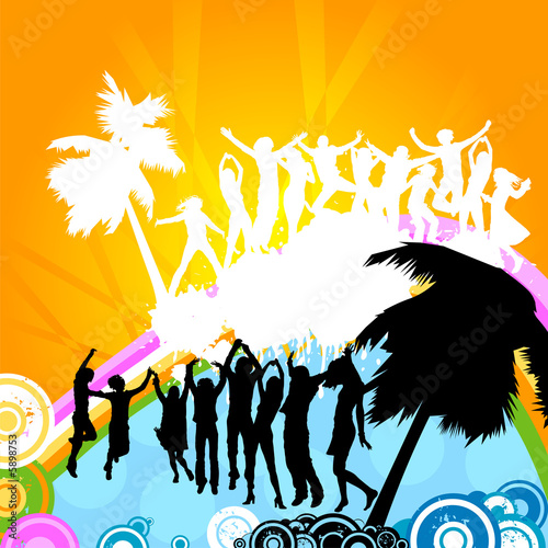 silhouettes dancing on a ra...