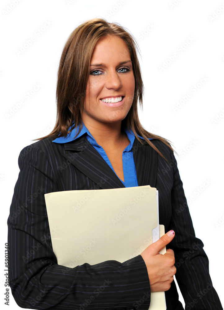 Confident businesswoman with folder smiling Confident businesswoman with folder smiling