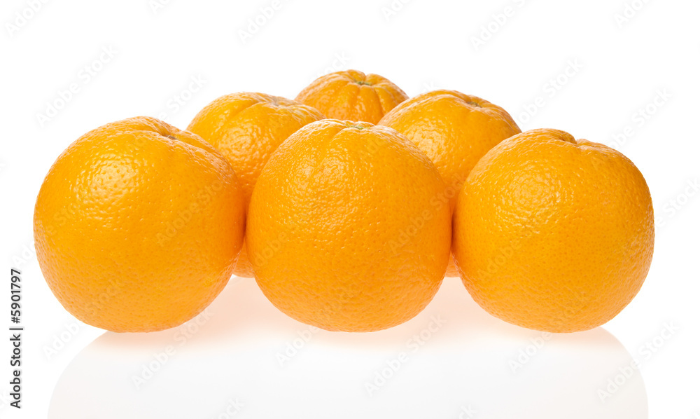 Six juicy oranges isolated Six juicy oranges isolated