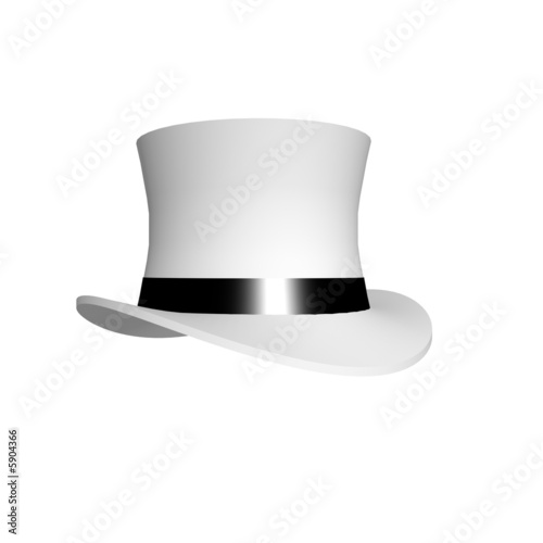 Classic white top hat with black shiny band