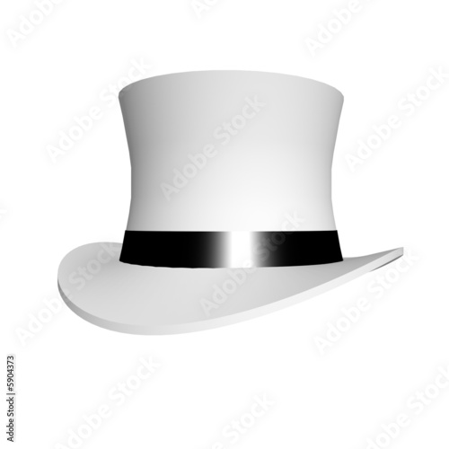 Classic white top hat with black shiny band