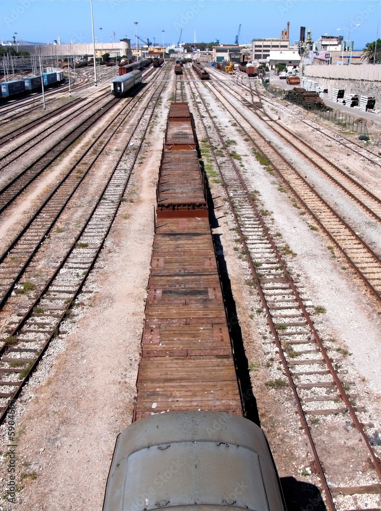 Perspective of rail of track of railroad station Perspective of rail of track of railroad station