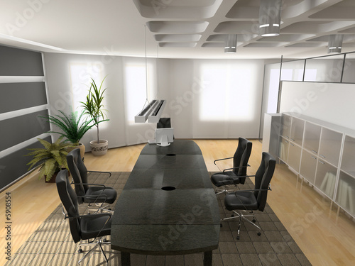 the modern office interior (3D rendering) photo