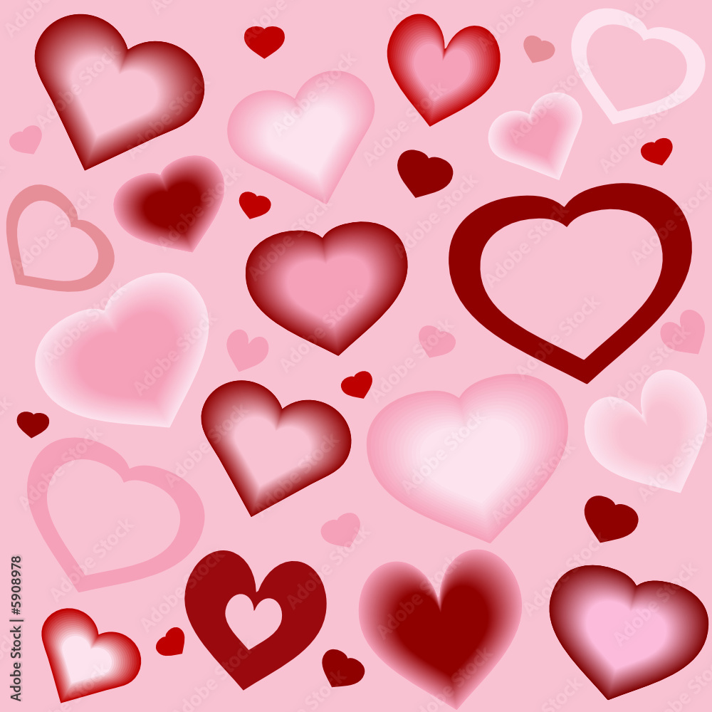Stylized hearts in different shapes and blends