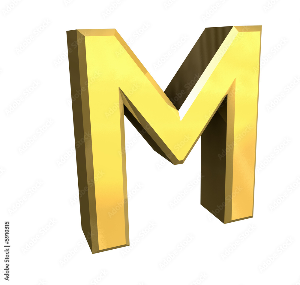 gold 3d letter M gold 3d letter M