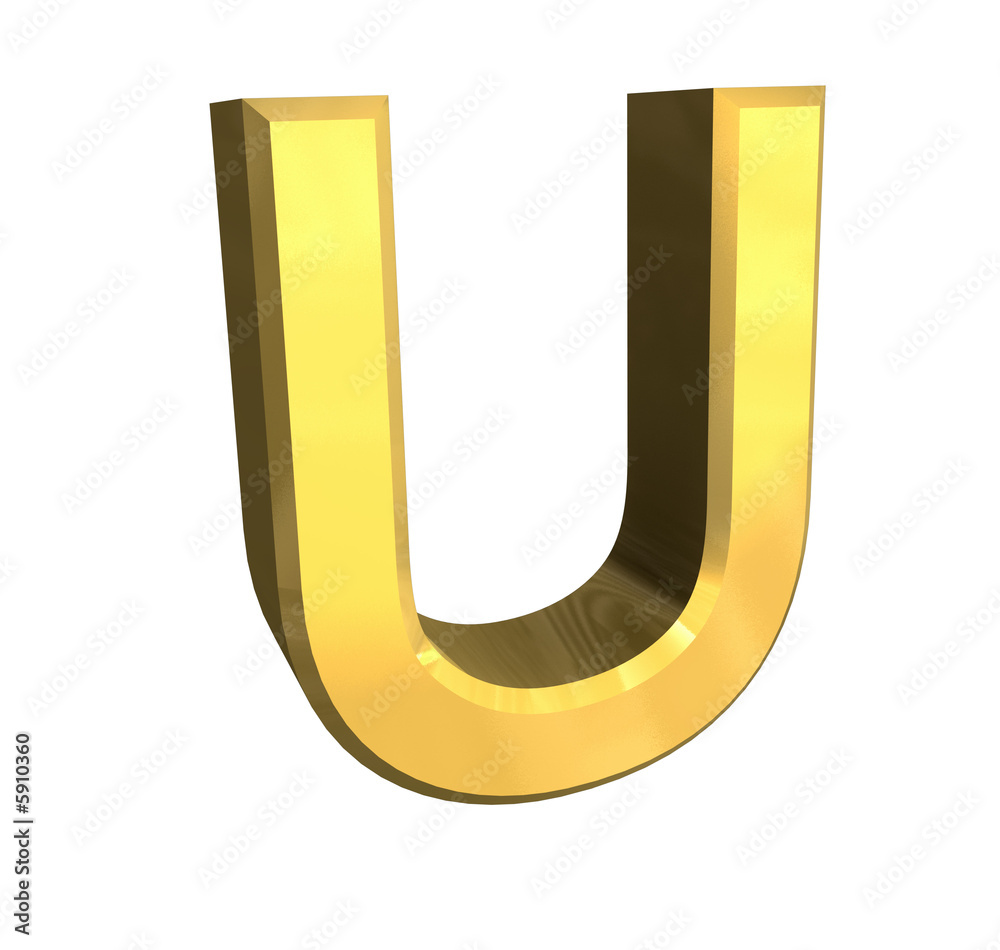 gold 3d letter U gold 3d letter U