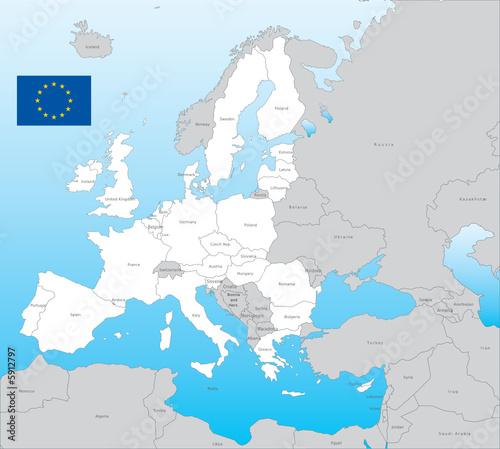 Eu vector map, with flag