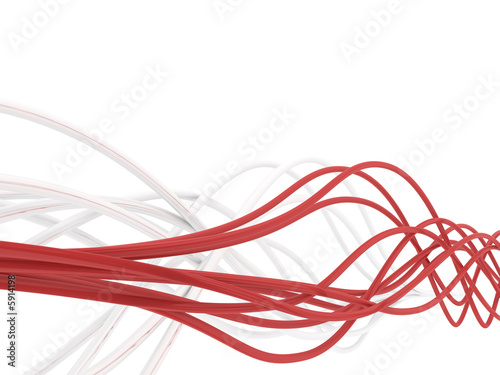 fibre-optical red and metal silvered cables