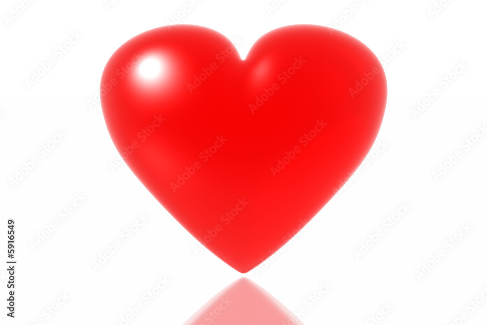 Red heart isolated in white background