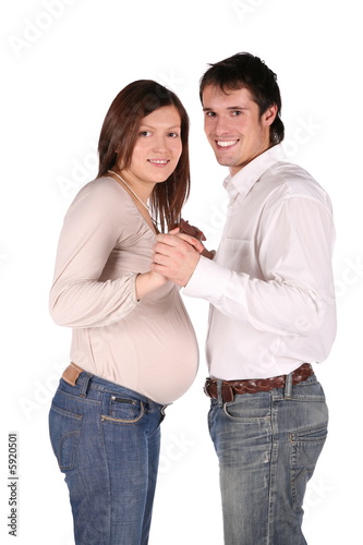boy and pregnant girl face-to-face