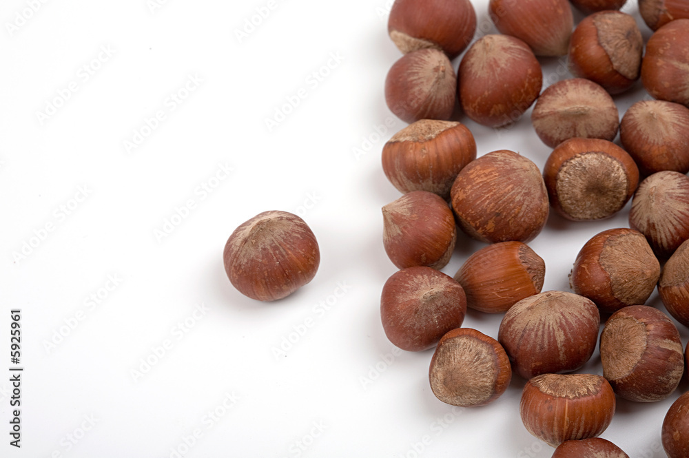 Hazelnuts close up.