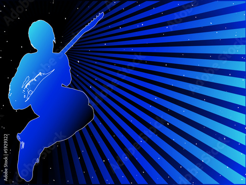 guitariste et effet de lumière