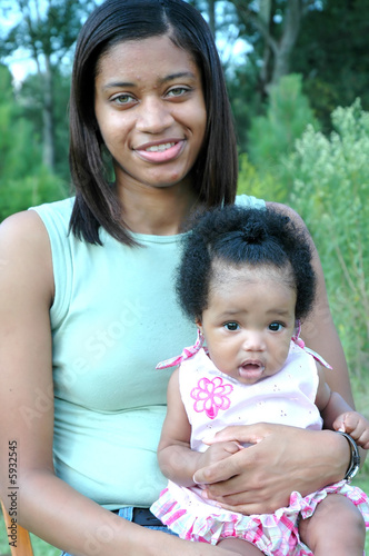 African american mother and daughter.