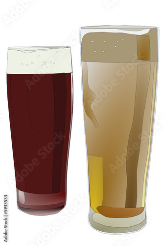 Two glass of beer black and white