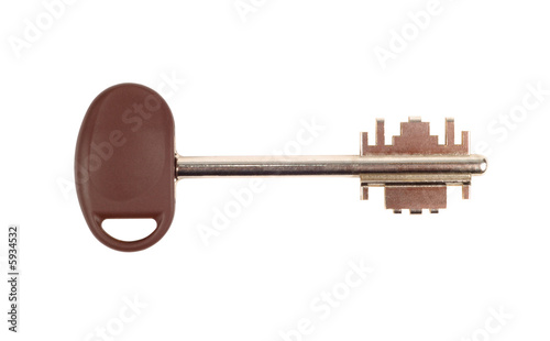 Ordinary key isolated with clipping path over white