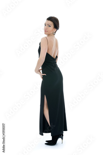 portrait of the brunette in the evening dress