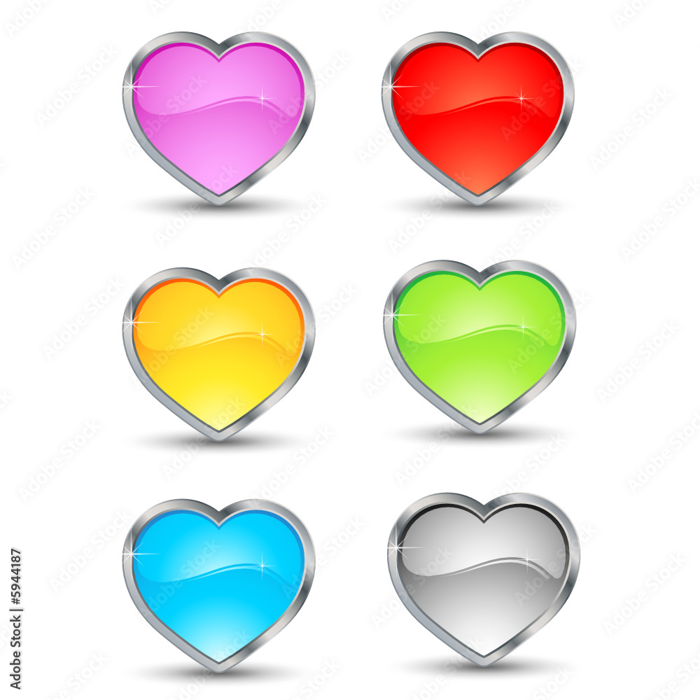 Lot de 6 coeurs colorés Lot de 6 coeurs colorés