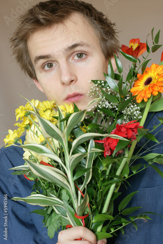young man bouquet flowers 2