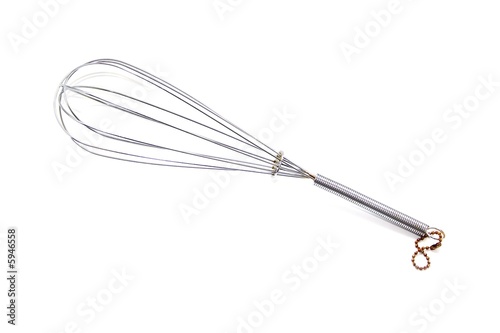 silver whisk isolated on white