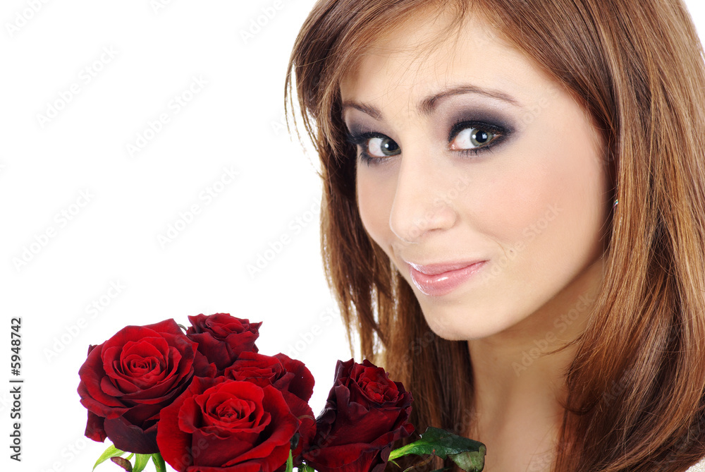woman with red rose woman with red rose