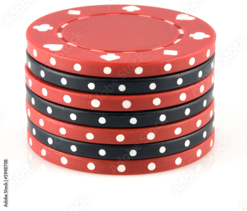 Red and black poker chips