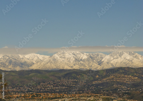 San Bernardino Mountains in Winter with Snow and Clouds
