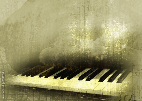 piano in grunge background