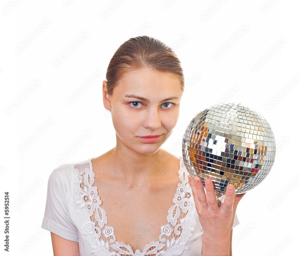 a girl holding disco glitter ball a girl holding disco glitter ball