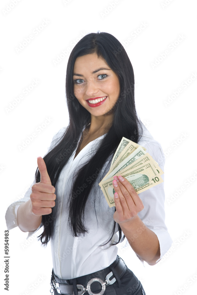 business woman  working on isolated background