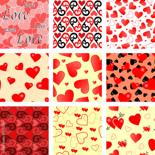 Many seamless wallpaper valentines with hearts. Volume 2