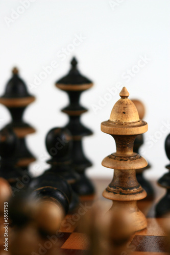 chess scene on white background symbol of confrontation