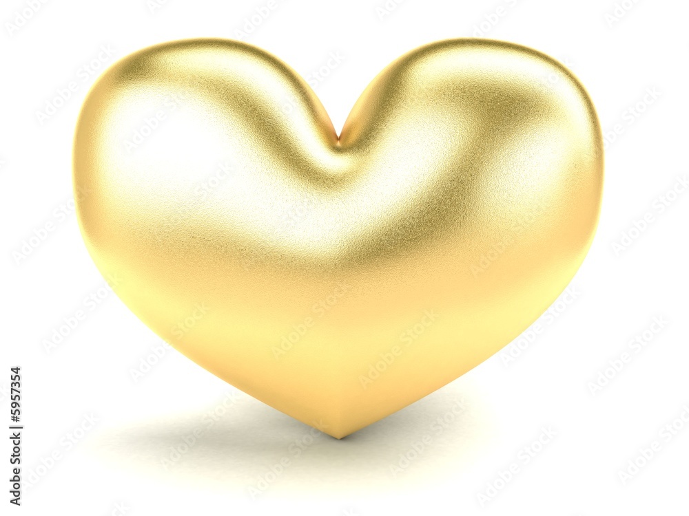 big gold heart on a white background
