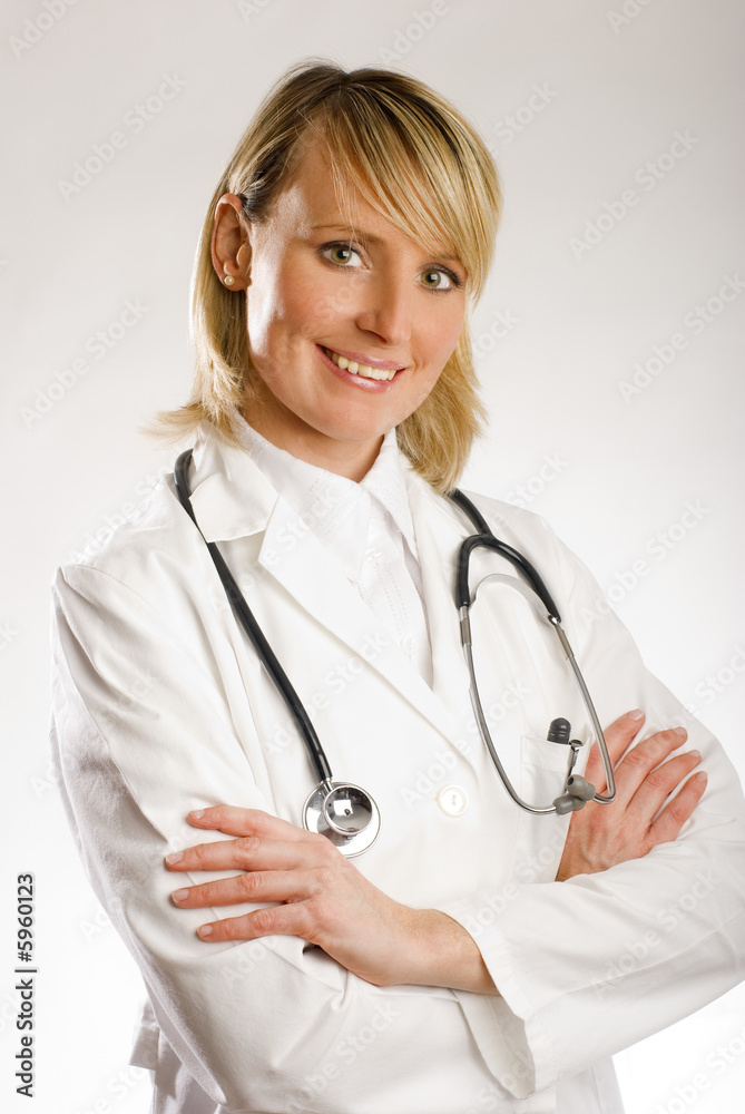 young blond female doctor portrait close up shoot young blond female doctor portrait close up shoot