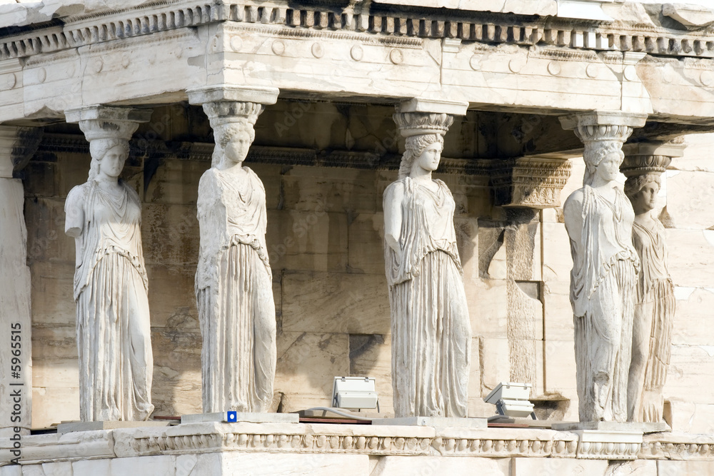 Obraz premium The Porch of the Maidens at the Acropolis in Athens, Greece.