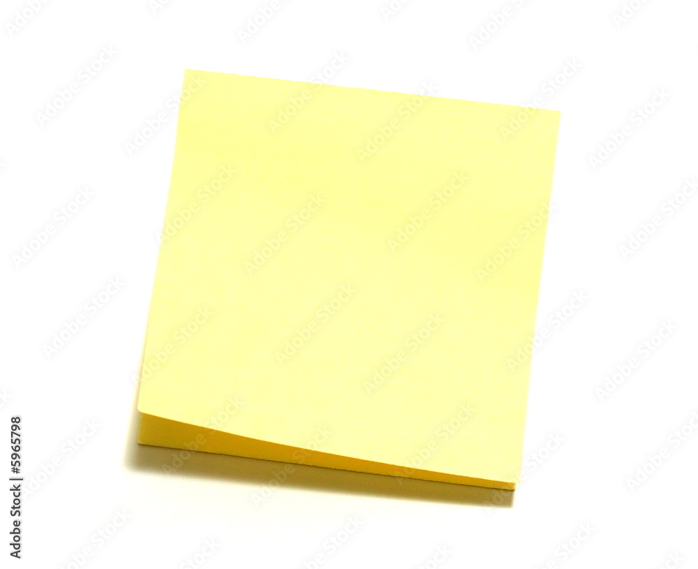 Yellow note paper on a on a white background Yellow note paper on a on a white background