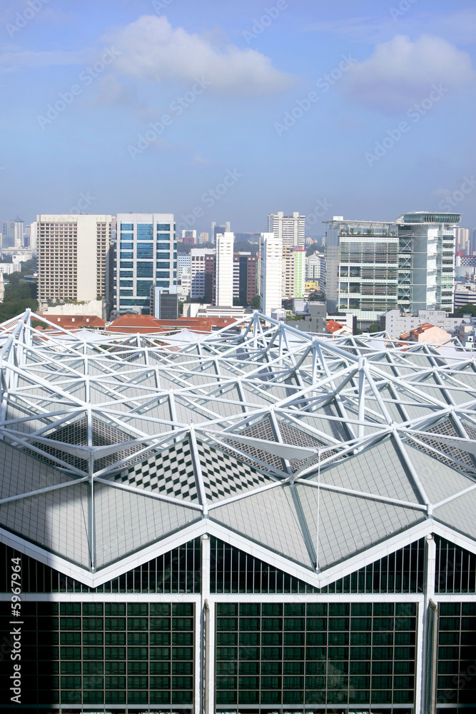 Naklejka premium Convention Center and apartment blocks, Singapore