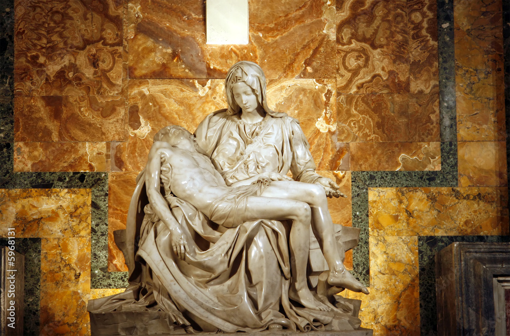 Naklejka premium Pieta Michała Anioła w Bazylice Świętego Piotra w Rzymie. do. 1498-99